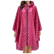Yubnlvae Ra in for Adults Jacket with Pockets Fashion Teens Rainco at Co at Hooded Unisex Umbrella Hot Pink