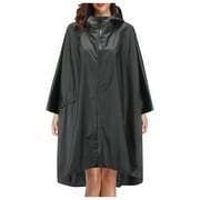 Yubnlvae Rainco at Unisex Ra in Co at with Pockets Jacket Hooded Teens for Adults Fashion Umbrella Black