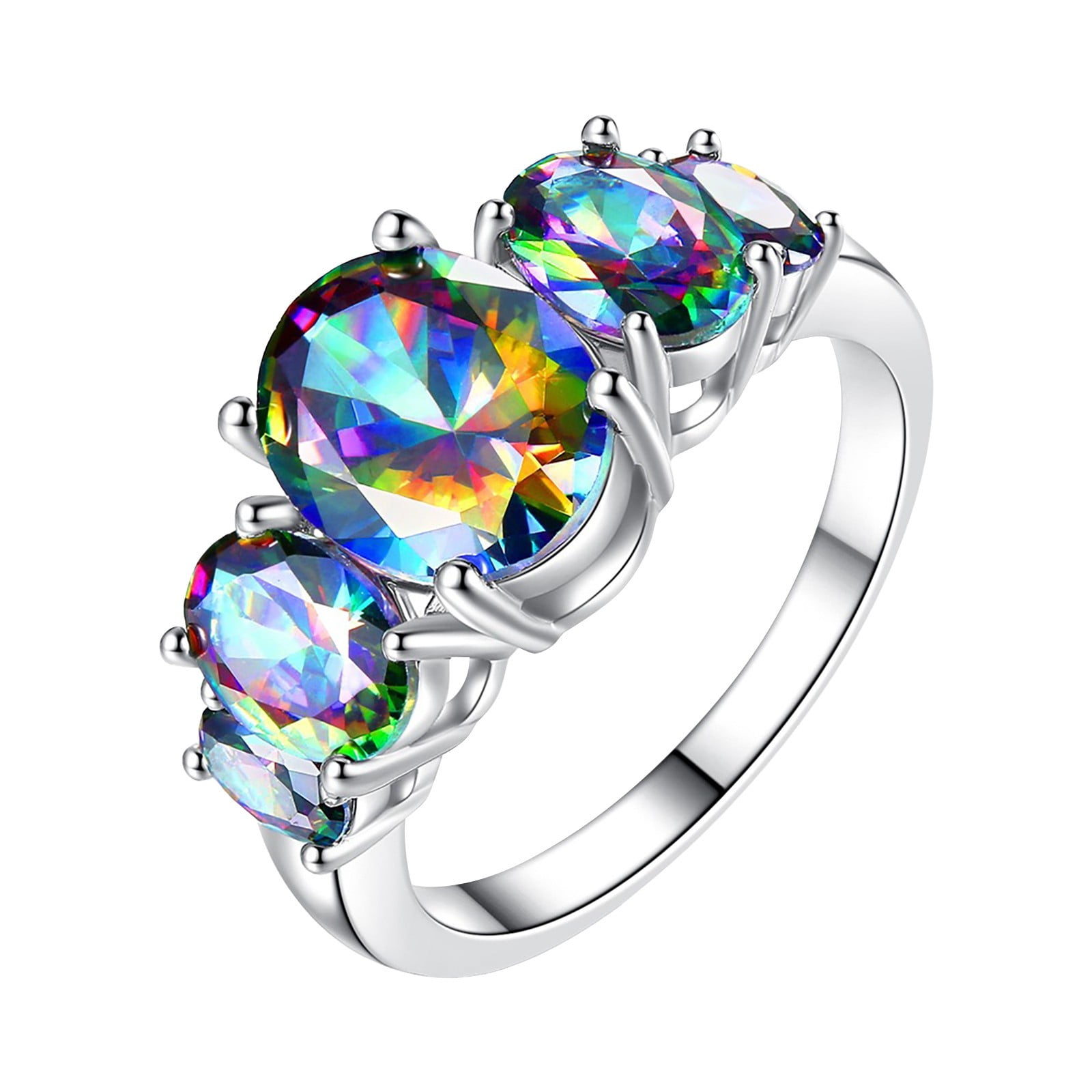 Yubnlvae Ring Colorful Oval Couple Ring Egg Shaped Ring European And