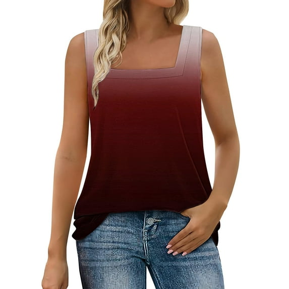 Yubnlvae Women's Square Neck Tank Top - 2025 Vintage Inspired Casual Summer Blouse Retro Elegant Style | Breathable Fabric (Rose Gold | XL)