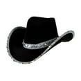 thumbnail image 1 of Yubnlvae Silver Rhinestone Cowboy Hat for Women – Western Party Hat with Adjustable Chin Strap ( Line Dancing & Bachelorette Events) Under 5$, Black, One Size, 1 of 3