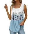 thumbnail image 1 of Yubnlvae Sky Blue Summer Tank Tops for Women 2025 Loose Fit Pleated Square Neck Sleeveless Shirt Curved Flowy Vest Basic Cotton Tee, M, 1 of 6