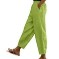 thumbnail image 1 of Yubnlvae Slim Fit Linen Trousers - Women's Minimalist Solid Color Long Pants, Tailored Casual Office Wear with Side Pockets (Mint Green | 4XL), 1 of 5