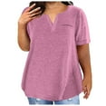 thumbnail image 1 of Yubnlvae Solid V-Neck Pocket T-Shirt - Soft Cotton Basic Top for Work & Casual Outings (Everyday Essentials), Women's V-Neck Solid Color T-Shirt Loose Fit Pocket Casual Basic Top, Pink, Xxl, 1 of 5