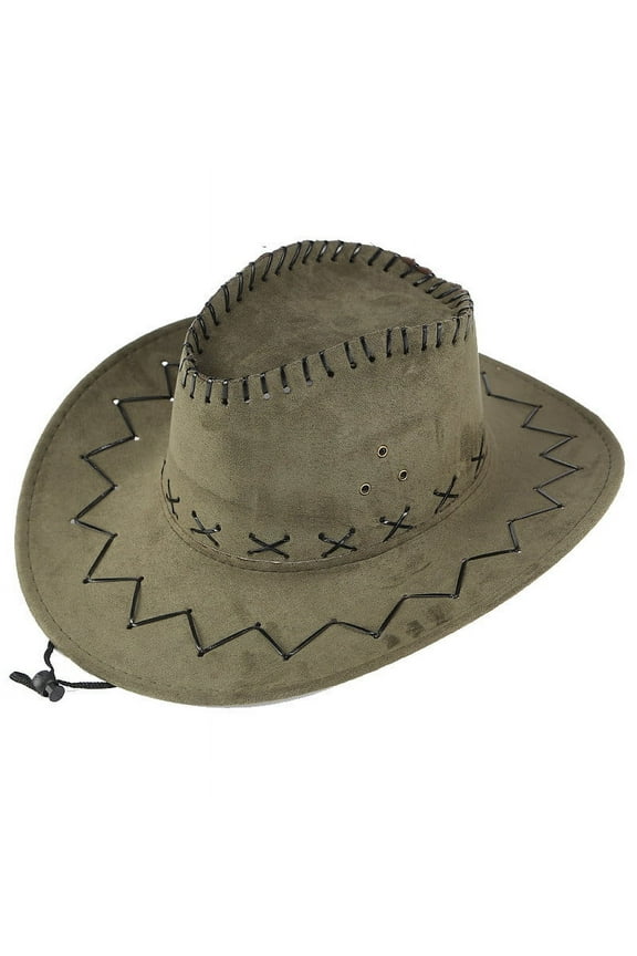 Unisex Western Cowboy Hat for Summer - Wide Brim Upf 50+ Sun Hat for Outdoor, Travel & Ranch Style (L003) Under 5$, Army Green, One Size