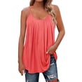 thumbnail image 1 of Yubnlvae Watermelon Red Women Pleated Top Shirt Spaghetti Strap Camisole Fit Casual Sleeveless Summer Tank Tops Fashion Shirt, 4Xl, 1 of 6