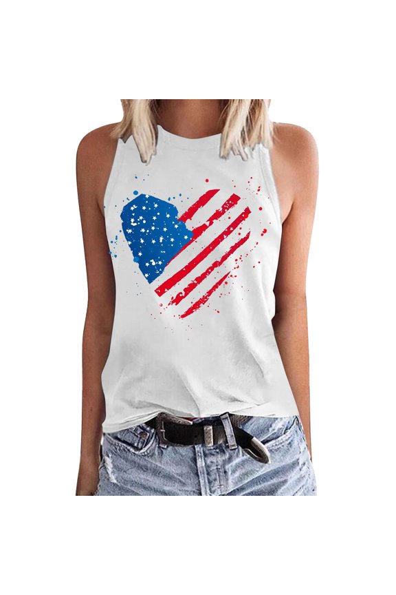 White Women's Gradient Coconut Tree Tank Tops Summer Sleeveless V Neck Button down Shirt, L