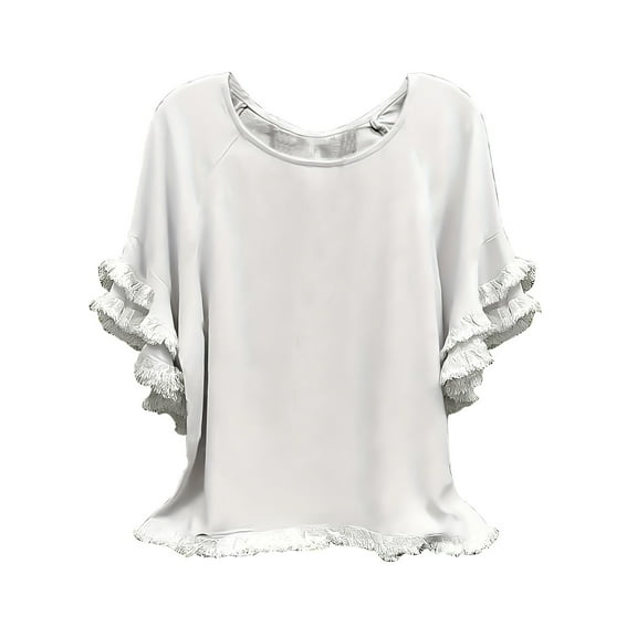 Yubnlvae White Womens Plus Size Tops Tunic Short Sleeve Crew Neck Shirts Casual Soft Blouse 1Xl 5Xl, 4Xl