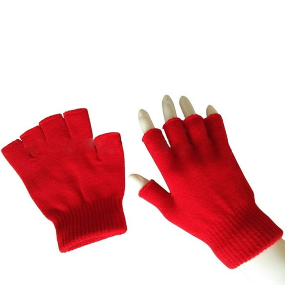 Yubnlvae Winter Thermal Half-Finger Gloves for Men Women - Touchscreen Knit Outdoor Sports Cycling Running (Unisex Coldproof) Under 1$, Red, One Size