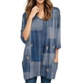 thumbnail image 1 of Yubnlvae Women's 3/4 Sleeve Tunic Top - V-Neck Casual Blouse with Pockets (Perfect with Leggings | Summer Comfort Wear) (Navy | S), 1 of 6