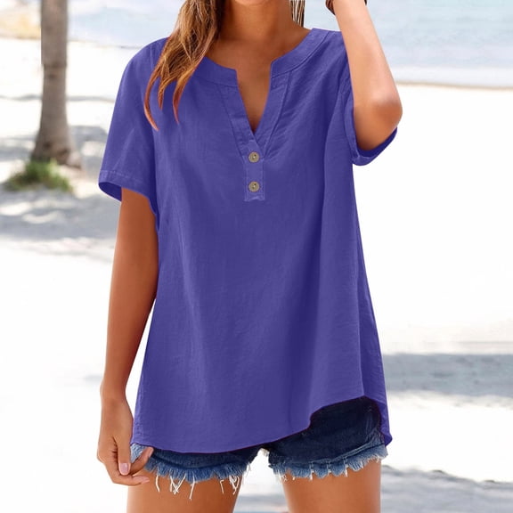 Yubnlvae Women's Button-Up Collar Shirt 2025 Loose Fit Solid Color Casual Blouse | Office & Weekend Versatile Long Sleeve Top, Dark Blue, L