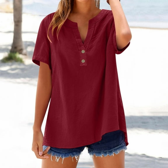 Yubnlvae Women's Button-Up Collar Shirt 2025 Loose Fit Solid Color Casual Blouse | Office & Weekend Versatile Long Sleeve Top, Wine, Xxl