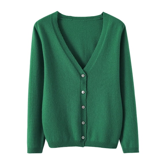Yubnlvae Women's Cardigan Women's Spring and Autumn Leisure Loose Solid Long Sleeve V Neck Button Knitted Soft Cardigan Coat