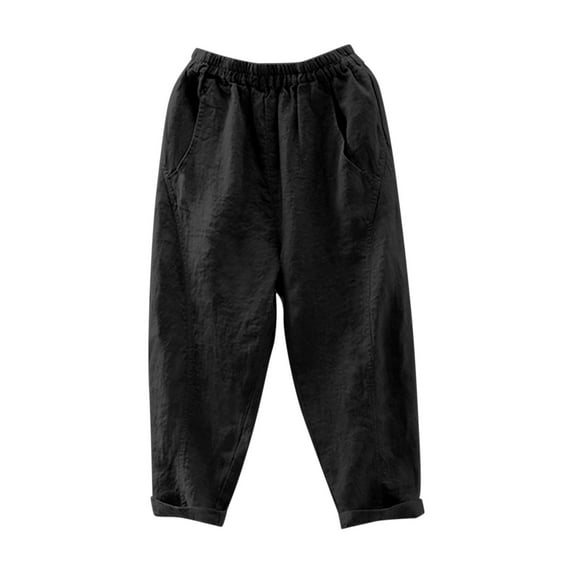 Yubnlvae Women's Casual Pants Pull up Pants Linen Capri Pants for Women High Waisted Wide Leg Yoga Capris Crop Pants Sweatpants with Pockets