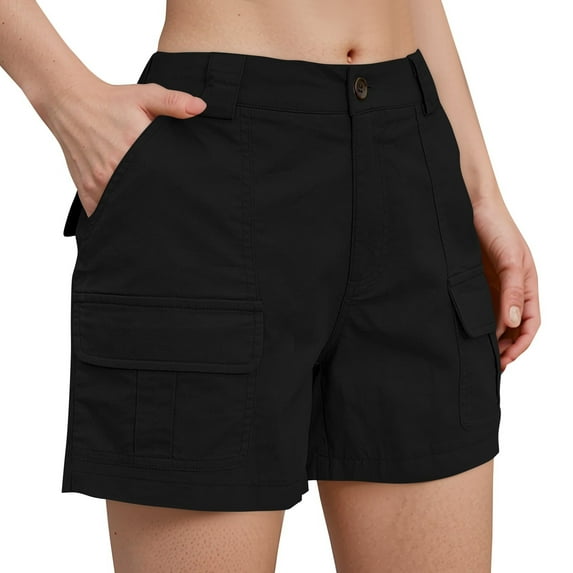 Yubnlvae Women's Casual Working Shorts - Pocket Design for Comfort Black L
