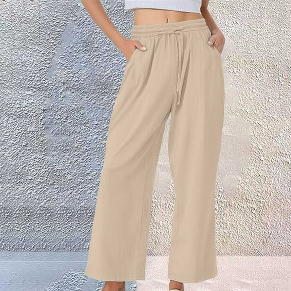 Yubnlvae Women's Corduroy Shorts High Waist Summer Drawstring Casual Wide Leg Beach Pants Beige, L