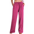 thumbnail image 1 of Yubnlvae Women's Cotton Linen Drawstring Pants - High Waist Wide Leg Trousers with Pockets - Bohemian Casual Palazzo Bottoms (S-XXXL) (Hot Pink | L), 1 of 7