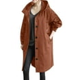 thumbnail image 1 of Yubnlvae Women's Fashion Overcoat Fashionable Women's Long Sleeve Solid Pocket Cardigan Button Top Sweater Knit Hooded Coat Trench Coats Brown, 1 of 7