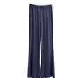 thumbnail image 1 of Yubnlvae Women's Flared Dance Pants - Summer Lightweight Modal Wide-Leg Trousers with Elastic Waist (Slimming Straight Cut | Plus Size Available) (Dark Gray | XXL), 1 of 4