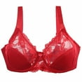 thumbnail image 1 of Yubnlvae Women's Full Coverage Bra Bcdef Cup 36B-46F Wireless Lace Lingerie Plus Size Comfort Bras, Red, 80D, 1 of 4