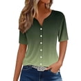 thumbnail image 1 of Yubnlvae Women's Henley Neck Short Sleeve Shirt - 2025 Summer Casual Button-Down V-Neck Top (Breathable Cotton | Relaxed Fit | Trendy Printed Design) (Green | S), 1 of 7