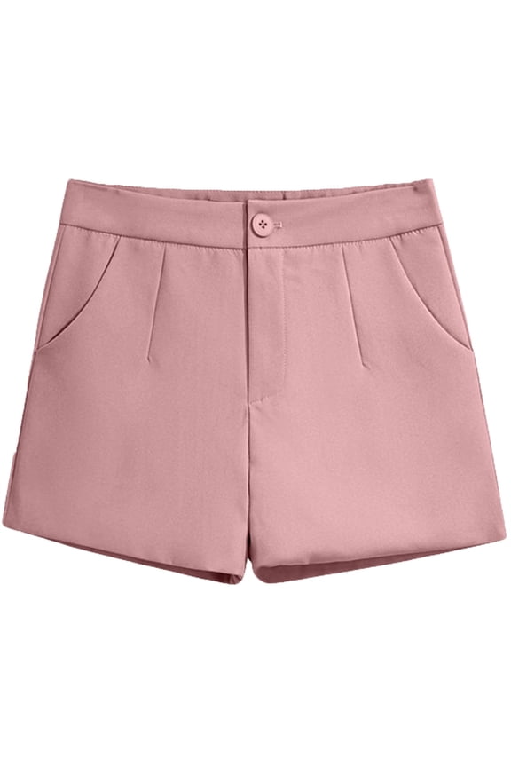 Women's High Waisted Suit Shorts 2025 - Summer Thin Loose A-Line Wide Leg Casual Office Pants - Black Grey Pink Trousers for Work & Travel (S-XXXXXL) (Pink 1 | XXL)