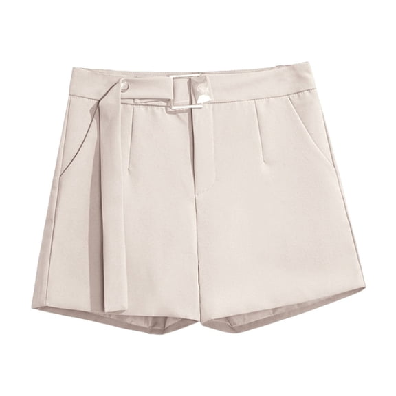 Yubnlvae Women's High Waisted Suit Shorts 2025 - Summer Thin Loose A-Line Wide Leg Casual Office Pants - Black Grey Pink Trousers for Work & Travel (S-XXXXXL) (White 1 | L)