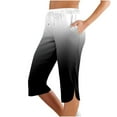 thumbnail image 1 of Yubnlvae Women's Leggings - Petite Knee Length Yoga Pants with Pockets Black L, 1 of 4