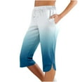 thumbnail image 1 of Yubnlvae Women's Leggings - Petite Knee Length Yoga Pants with Pockets Blue L, 1 of 4