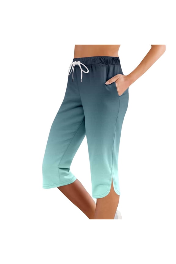 Women's Leggings - Petite Knee Length Yoga Pants with Pockets Grey XXL