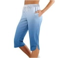 thumbnail image 1 of Yubnlvae Women's Leggings - Petite Knee Length Yoga Pants with Pockets Light blue L, 1 of 4