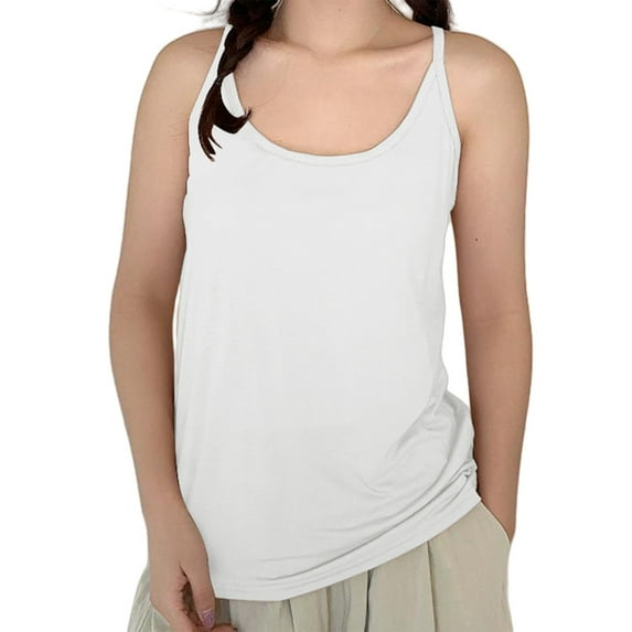 Yubnlvae Women's Modal Tank Tops with Built-in Bra - Loose Fit Sleeveless Camisole for Summer, Casual Layering Shirt (Floral/Solid Colors) (White | 4XL)