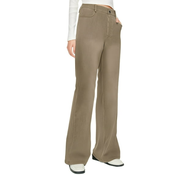 Yubnlvae Women's Relaxed Fit Straight Leg Jeans - Spring Summer Stretch Denim with Pockets - Casual Comfortable Trousers (S-XXXL) (Khaki | XL)