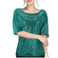 thumbnail image 1 of Yubnlvae Women's Sequin Round Neck T-Shirt Loose Fit Summer Casual Blouse 2025 Trendy Top, Sky Blue, Xxl, 1 of 6