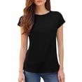thumbnail image 1 of Yubnlvae Women's Short Sleeve Casual Solid Loose Crew Neck T Shirts Black XXL, 1 of 8