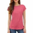 thumbnail image 1 of Yubnlvae Women's Short Sleeve Casual Solid Loose Crew Neck T Shirts Rose Gold S, 1 of 8