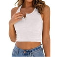 thumbnail image 1 of Yubnlvae Women's Sleeveless Crop Top – Basic Solid Color Stretchy Summer Tee, Casual Sexy Midriff Baring Shirt for Gym, Streetwear & Layering (White | XS), 1 of 5