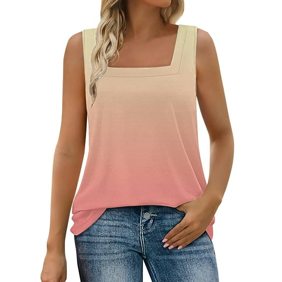 Yubnlvae Women's Square Neck Tank Top - 2025 Vintage Inspired Casual Summer Blouse Retro Elegant Style | Breathable Fabric (Rose Gold | M)