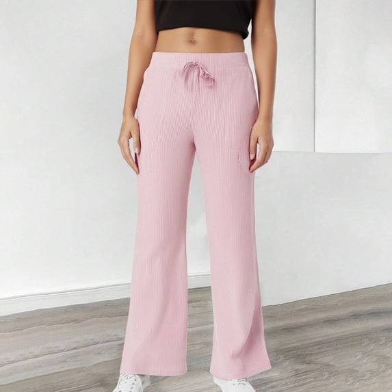 Yubnlvae Women's Striped Casual Pants - Perfect for Daily Wear, 2025 Women's Striped Pants | Casual Loose Wide Leg Fashion, Red, S