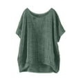 thumbnail image 1 of Yubnlvae Women's Summer Linen Top - Short Sleeve Casual Loose Mint Green 3XL, 1 of 3