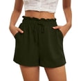 thumbnail image 1 of Yubnlvae Women's Summer Shorts - High Waist Casual Elastic Waist Shorts Green M, Women Elastic Summer Womens Casual Shorts Shorts And High Solid Waist Women's Shorts, 1 of 5