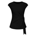 thumbnail image 1 of Yubnlvae Women's Tie-Front V-Neck T-Shirt – Asymmetrical Hem, Slim Fit, Stylish Casual Top Black S, Women Casual V-Neck T-Shirts Short Sleeve Tops Blouses Blouse Tops, 1 of 7