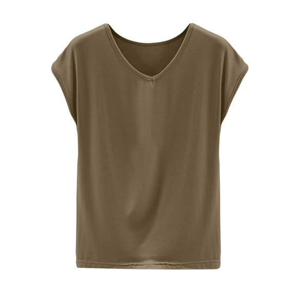 Yubnlvae Women's V-Neck Modal Tank Top – Lightweight Breathable Sleeveless Tee, Loose Fit Stretchy Basic for Summer & Under Dresses (Coffee | L)