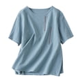 thumbnail image 1 of Yubnlvae Women's Vintage Embroidered Cotton T-Shirt – Oversized Round Neck, Casual Summer Tee Blue, Xl, 1 of 8