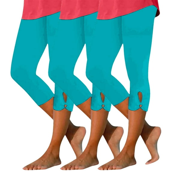 Yubnlvae Women's Yoga Pants Set 2025 3-Piece High Waist Yoga Set - Hollow Out Lightweight Lounge Pants - Comfortable Cotton Stretchy Trousers (S-XXXL) (Sky Blue | 3XL)