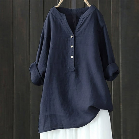 Yubnlvae Work Tops for Women Business Casual Loose Shirt Top Stand Solid Color Sleeve Collar Casual Women's Shirt Women's Shirt Ladies Blouses