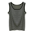 thumbnail image 1 of Yubnlvae Y2K Striped Backless Crop Tanks - Women's Sleeveless Going-Out Tops (Adjustable Spaghetti Straps, Chest Padding) Black L, 1 of 8