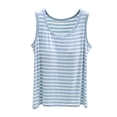 thumbnail image 1 of Yubnlvae Y2K Striped Backless Crop Tanks - Women's Sleeveless Going-Out Tops (Adjustable Spaghetti Straps, Chest Padding) Blue L, 1 of 7