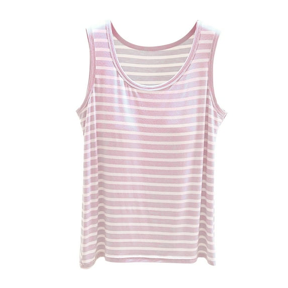 Yubnlvae Y2K Striped Backless Crop Tanks - Women's Sleeveless Going-Out Tops (Adjustable Spaghetti Straps, Chest Padding) Pink XXL