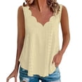 thumbnail image 1 of Yubnlvae Yellow Casual Solid Color Scallop V Neck Women's Vest Comfortable And Breathable V Neck Women's T Shirt, Xxl, 1 of 7
